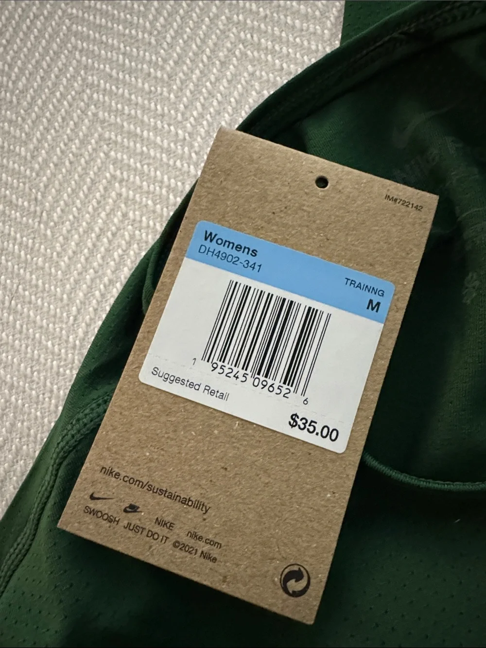 Nike Green Performance Long-Sleeve Top with White Swoosh